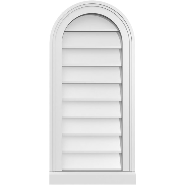 Ekena Millwork Round Top Surface Mount PVC Gable Vent w/ 2"W x 2"P Brickmould Sill Frame, 14"W x 30"H GVPRT14X3003SN - main